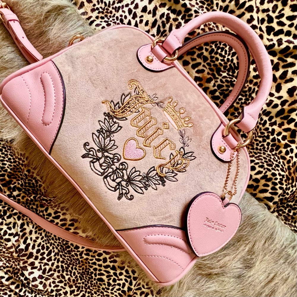 JUICY COUTURE Heritage Café Bowler Bag in Light Coffee Brown and Pink ⋆ NWT ⋆